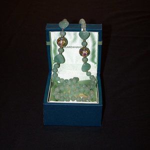 Heavy weight 16" Jade Green Cloisonne Necklace